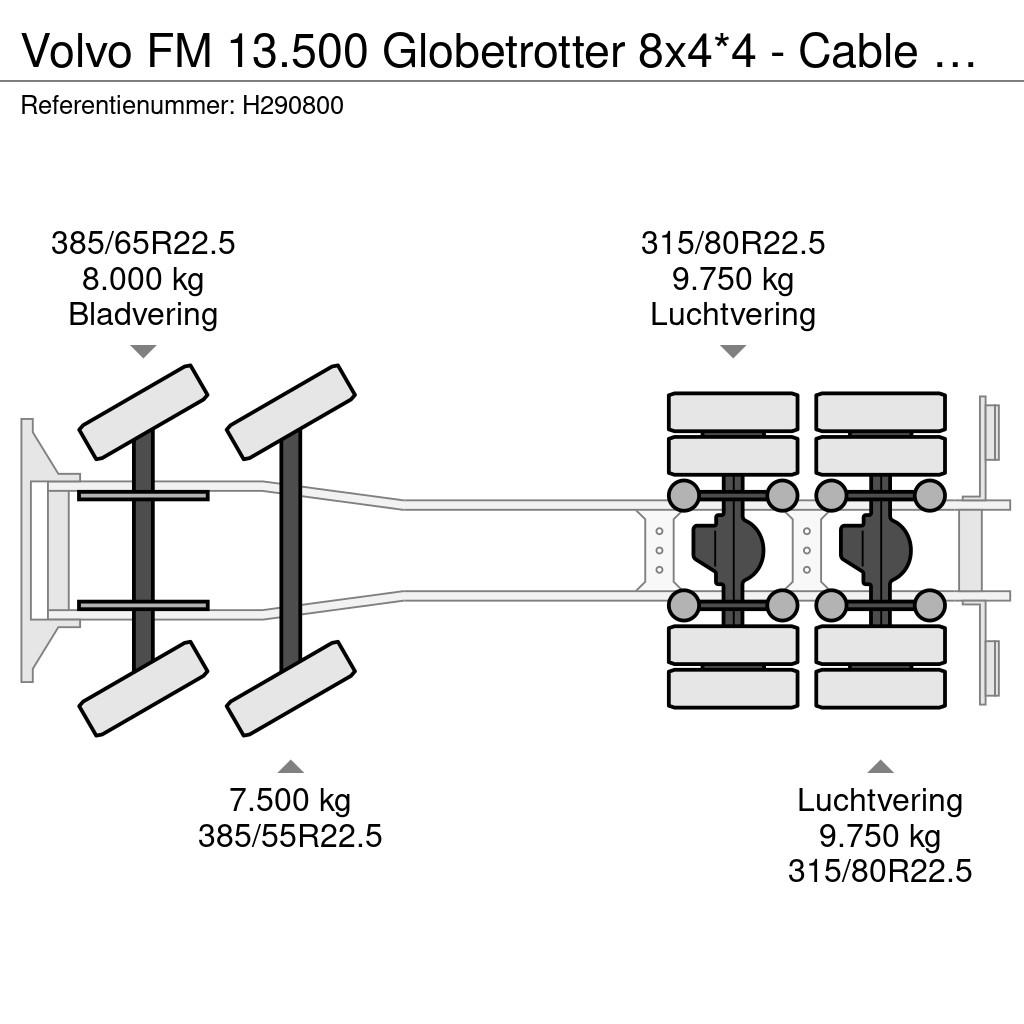 Volvo FM 13.500 Globetrotter 8x4*4 - Cable system / 3 si Camiones elevadores de gancho