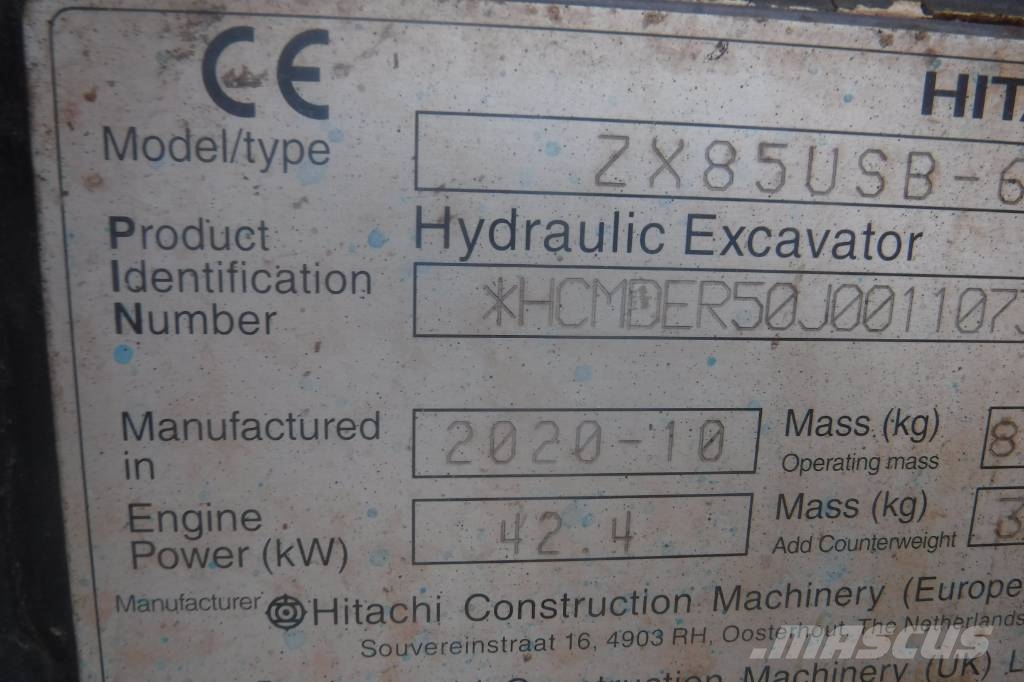 Hitachi ZX 85 US B-6 Midigrävmaskiner 7t - 12t