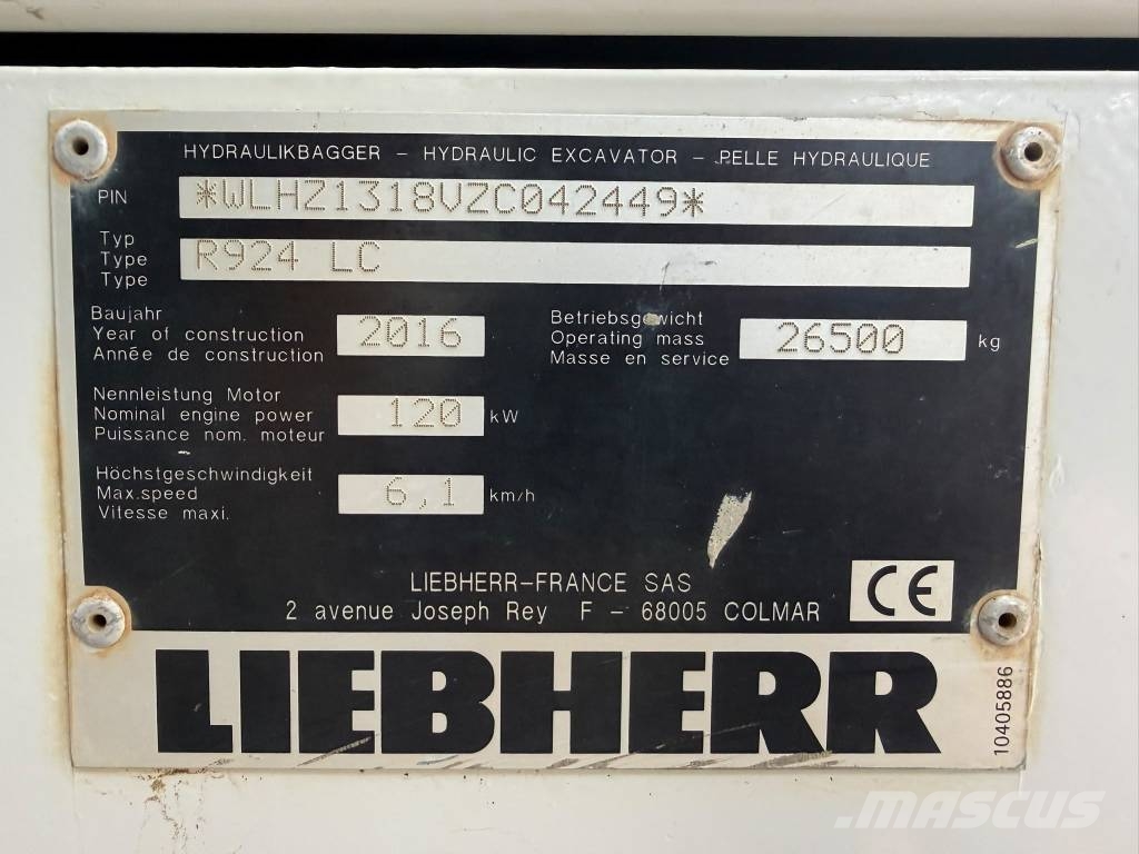 Liebherr R 924 LC Roomikekskavaatorid