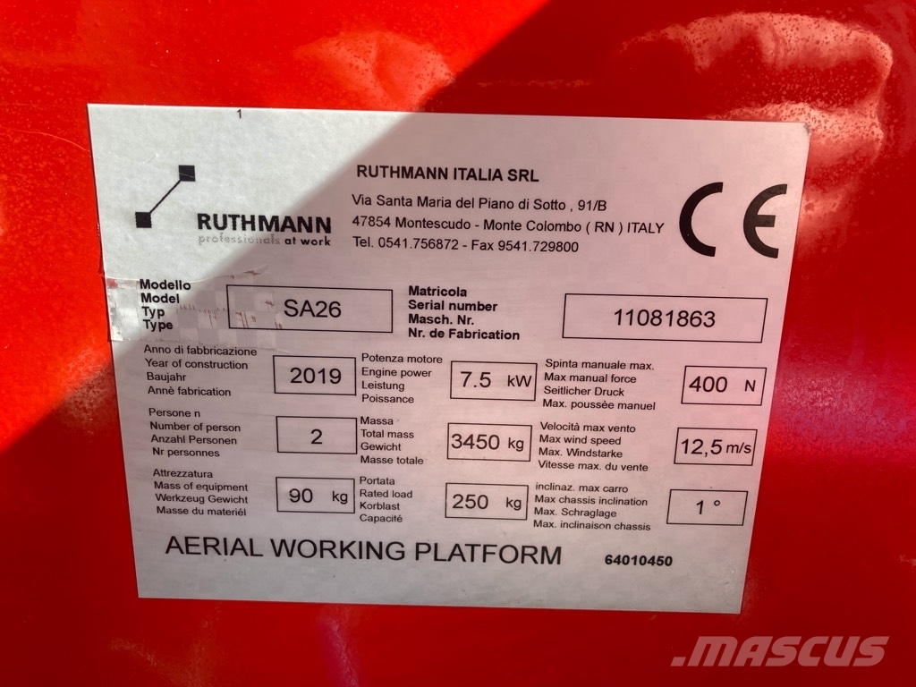Ruthmann SA 26 Blue Hybrid SOLD Articulated boom lifts