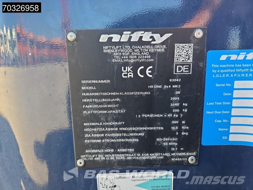 Niftylift HR12 NE 12m - Electric Gelenkteleskoparbeitsbühnen