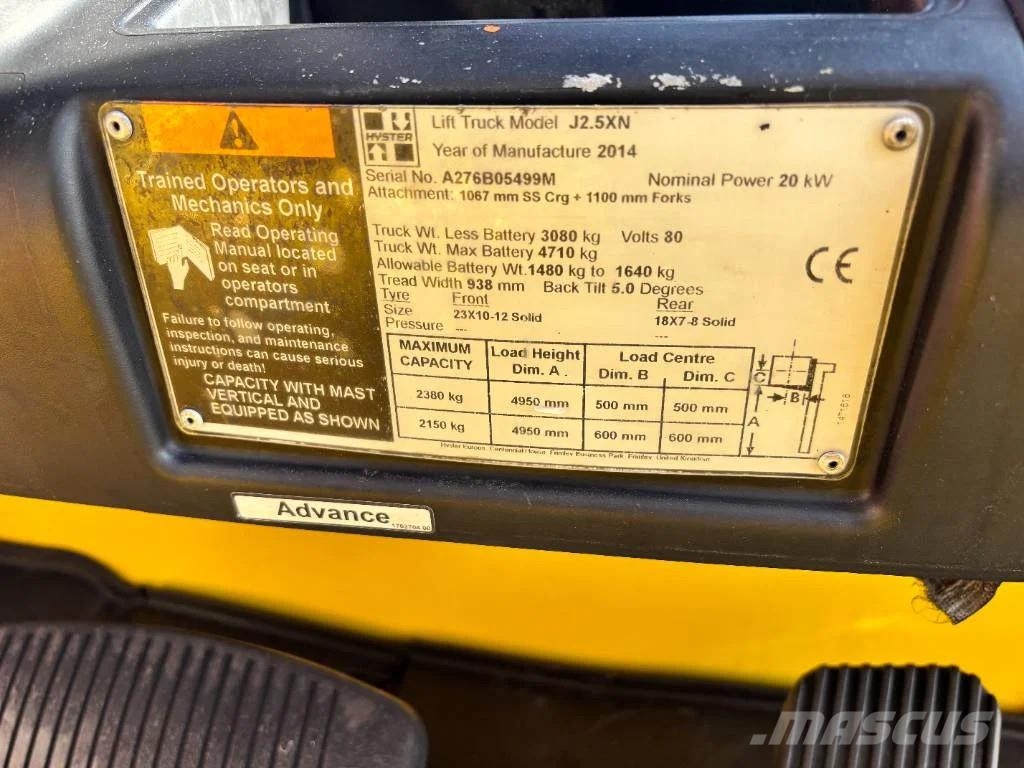 Hyster J2.5 XN 2500kg E- heftruck Elektrische heftrucks