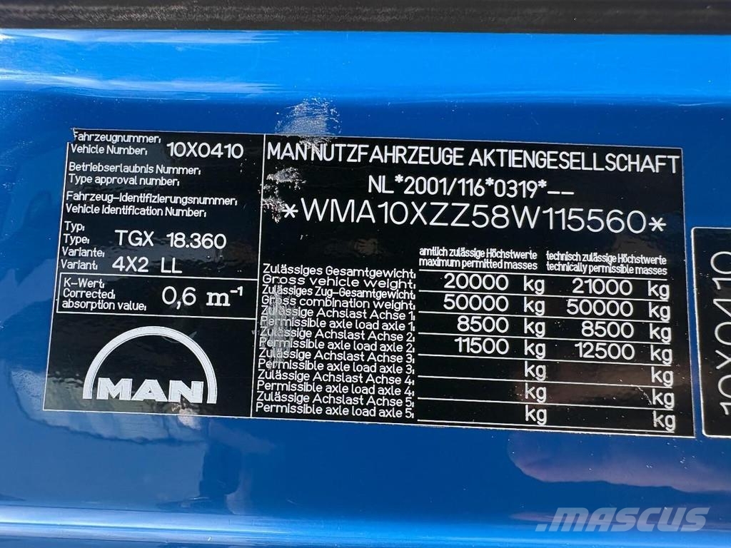 MAN TGS 18.360 + ISOLATION FABRIC INCL. ENGINE + BDF S شاحنات ذات هيكل صندوقي