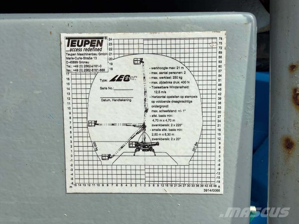 Teupen Leo 21GT Spinhoogwerker 21m رافعات سلة مفصلية
