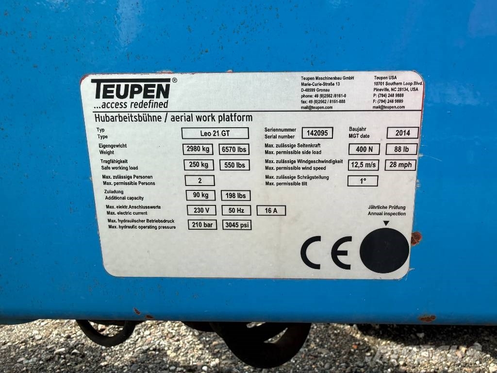 Teupen Leo 21GT Spinhoogwerker 21m رافعات سلة مفصلية