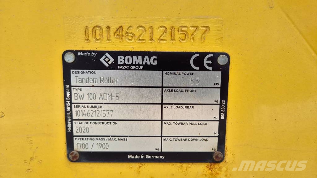 Bomag BW 100 ADM-5 - 2020 YEAR - 685 WORKING HOURS Tandemrullid