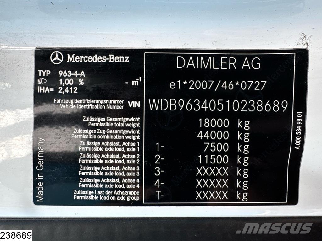 Mercedes-Benz Actros 1843 EURO 6, Retarder, PTO, Standairco Tractor Units