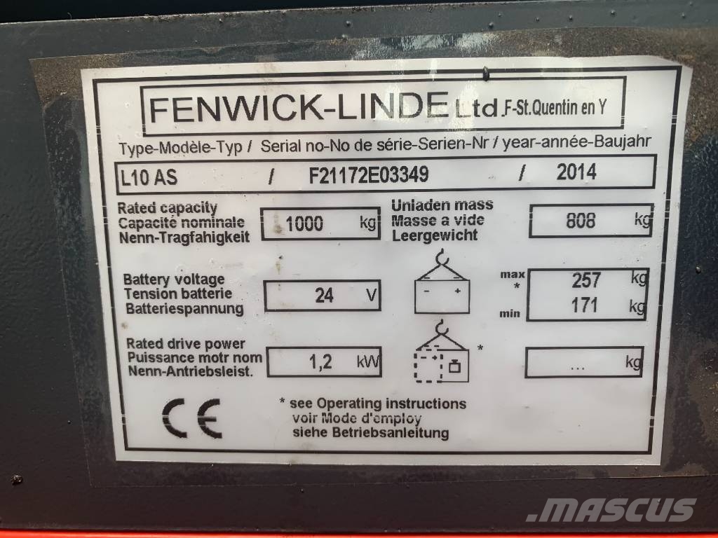 Linde L10AS /172/ WIDE V-3729 OB Ручные штабелёры