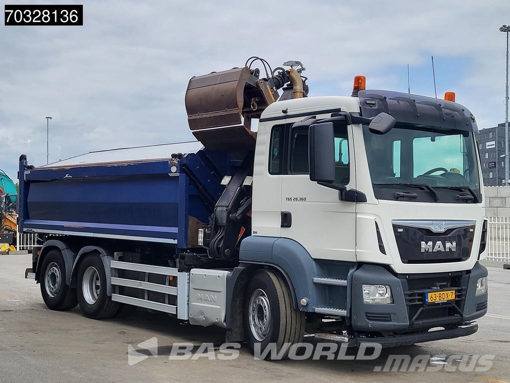 MAN TGS 28.360 TGS 6X2 NL-Truck HMF 1643 Z2 Crane 13m3 شاحنات قلابة