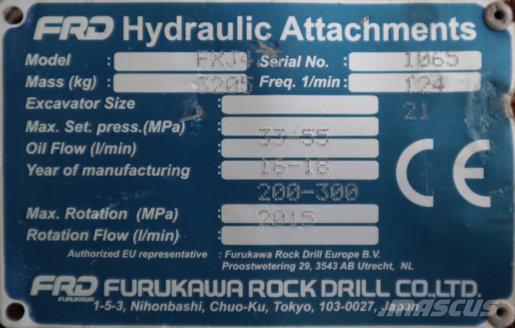 Furukawa FXJ475 3205 kg 33–55 t Σφυριά / Σπαστήρες