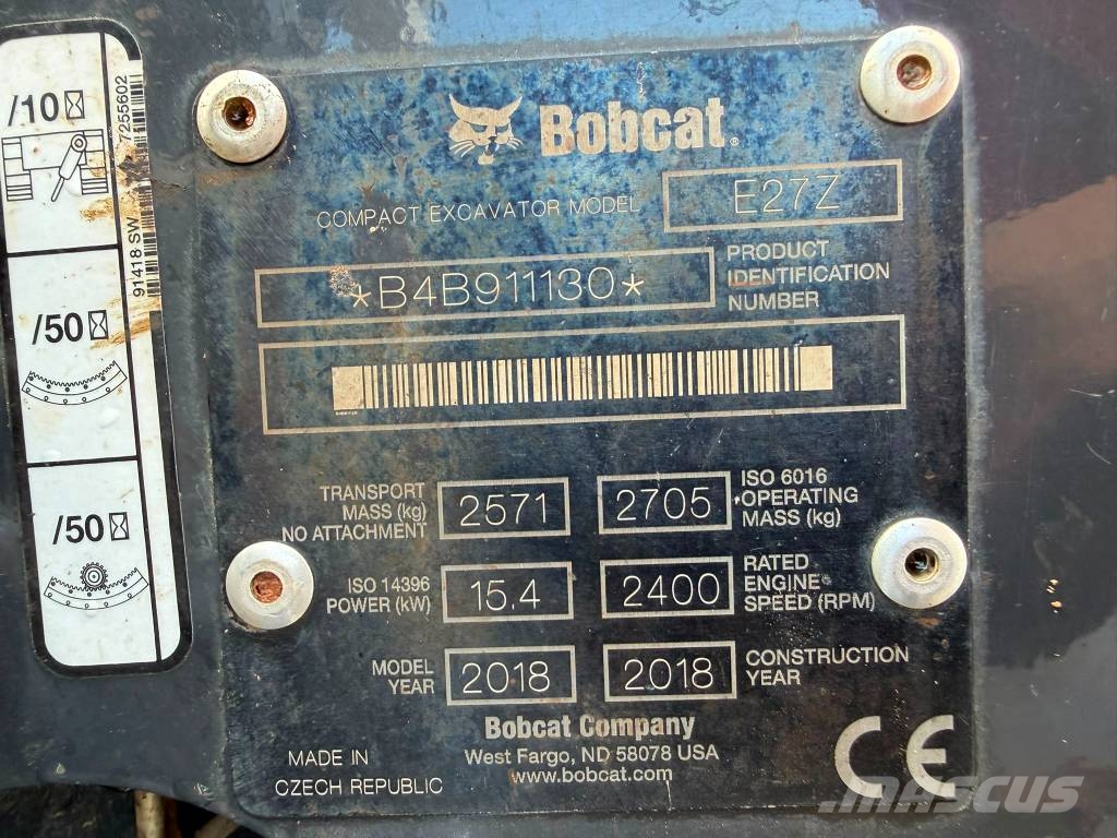 Bobcat E 27Z // BJ.: 2018 /884H/SW/3 Löffel Minikaivukoneet < 7t