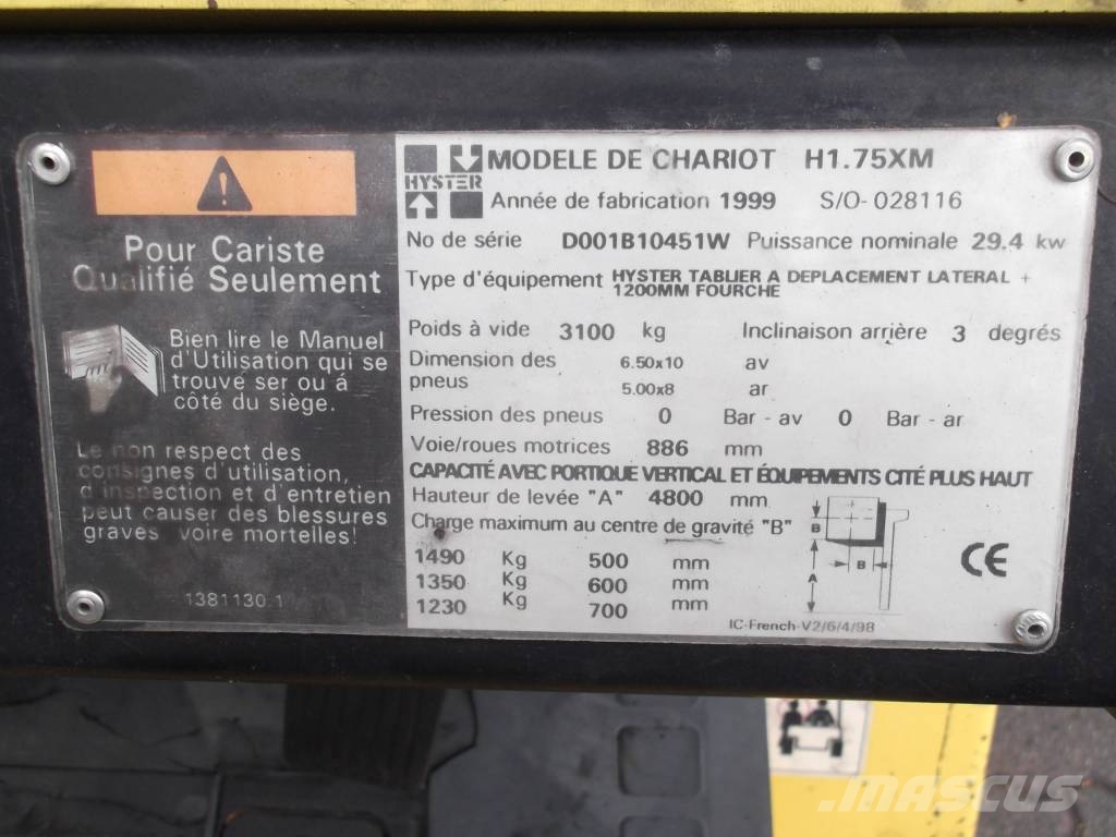 Hyster H1,75XM V-2451 EO LPG heftrucks