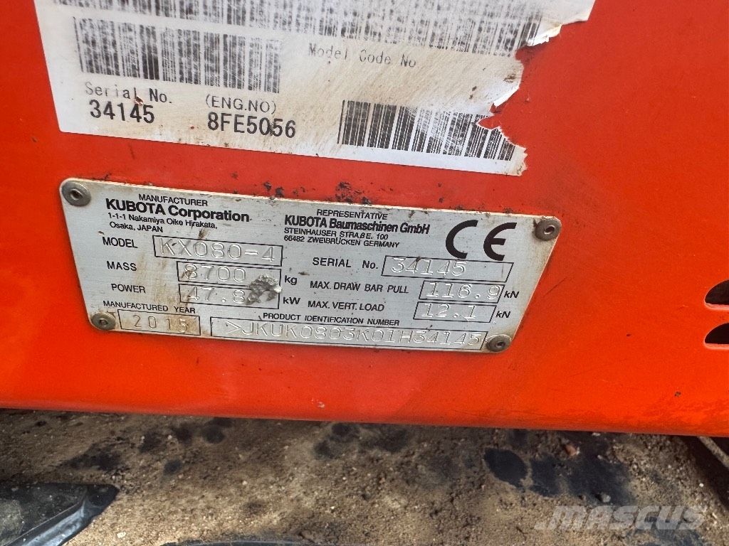 Kubota KX 080-4 Малые экскаваторы 7т-12т