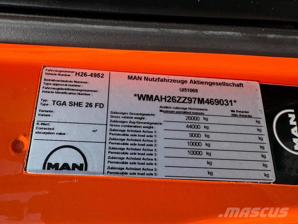 MAN TGA 26.360 + 6X4 + HOOK ARM SYSTEM + MANUAL + BIG 吊鉤式起重車
