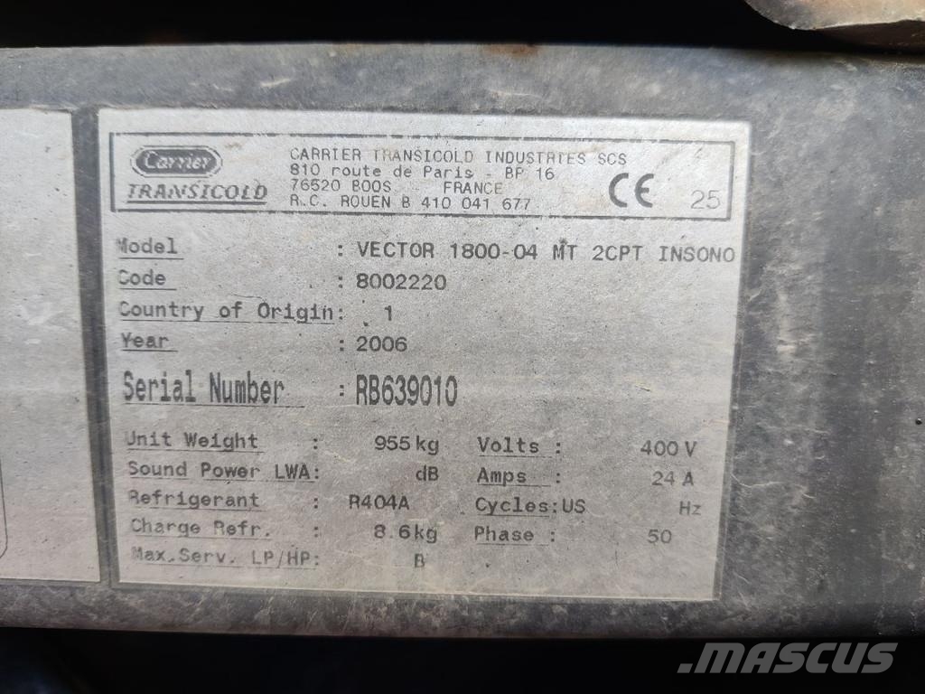 Carrier VECTOR 1800MT REFRIGERATION UNIT / KÜLMASEADE Other components