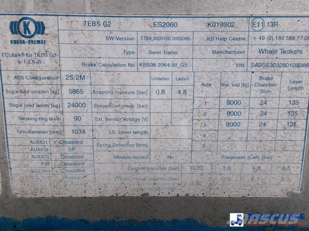 WHALE Vacuum tank inox 30 m3 / 1 comp + pump Poluprikolice cisterne