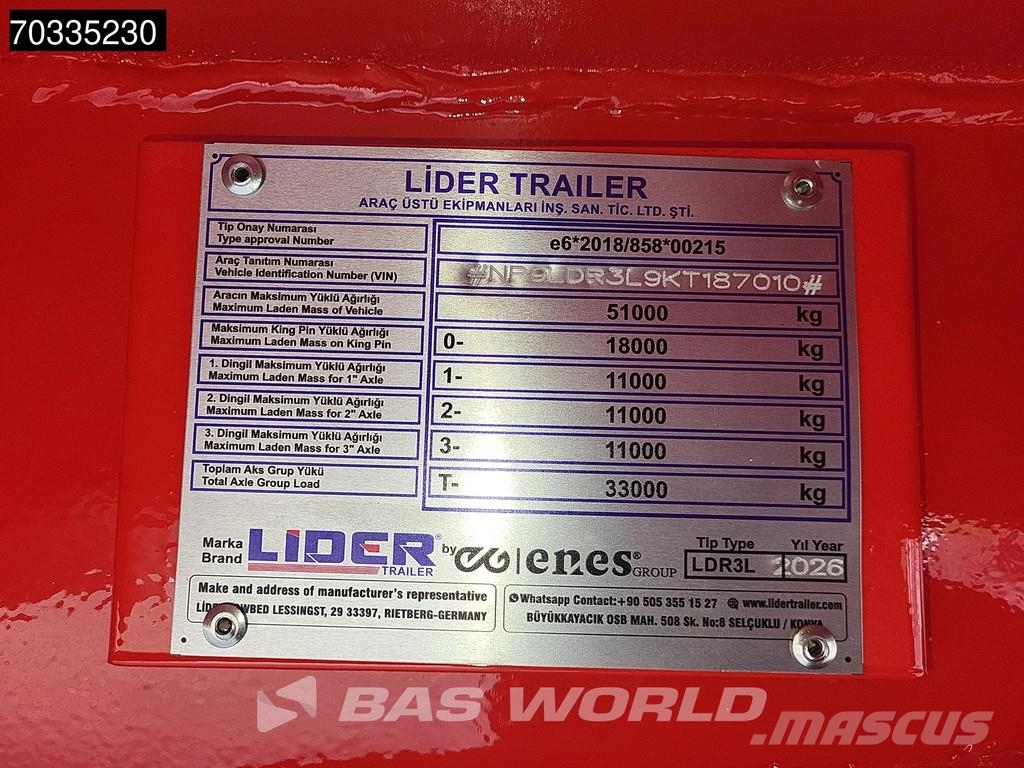 Lider Yar? römork 3 axles New 1xSteering 1x Liftaxle Ram Semirimorchi Ribassati