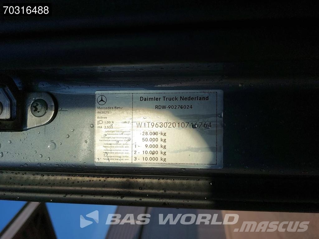 Mercedes-Benz Actros L 2848 6X2 HTS 30 tons cable system Lift-Ax Hákový nosič kontejnerů