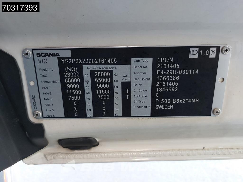 Scania P500 P 6X2 2500kg Ladebordwand BDF Lift+steering a Vaihtolava-autot