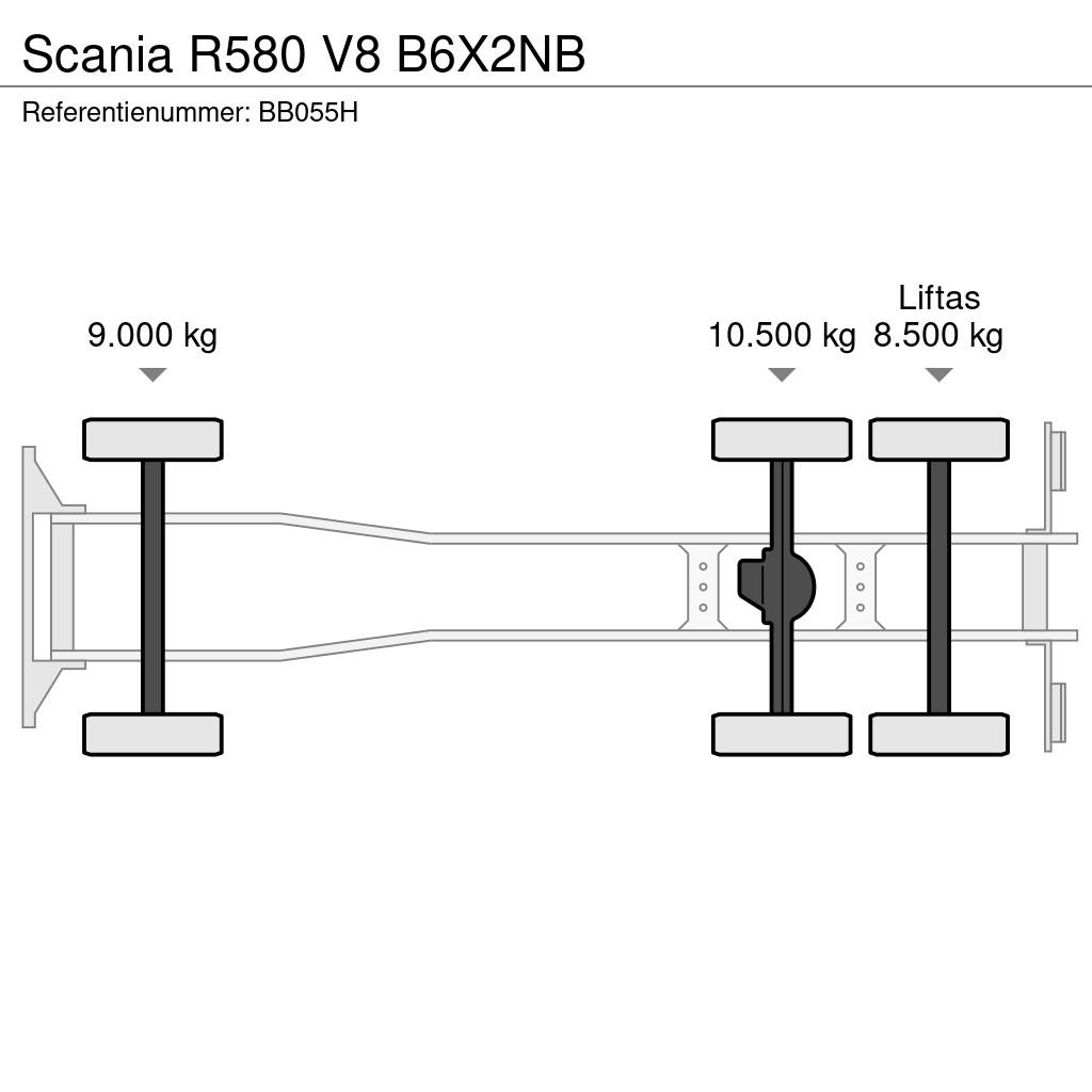 Scania R580 V8 B6X2NB Rol kiper kamioni s kukama za dizanje