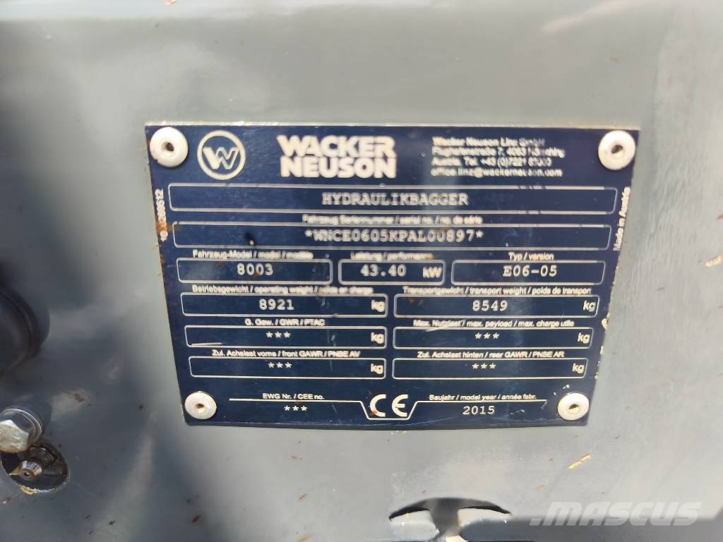 Wacker Neuson 8003 6503 9503 LIEBHERR Mini pelle 7t-12t