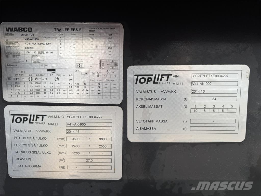 Toplift V41-AK-900 Tipper trailers