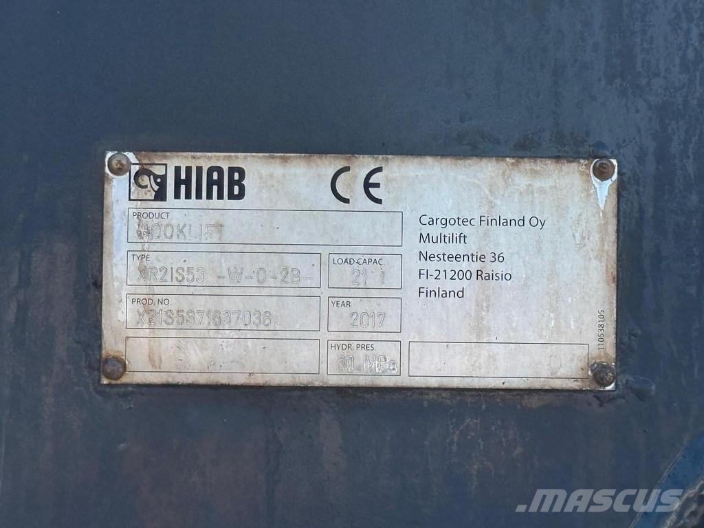 DAF CF 400 8X4 EURO 6 + HIAB X-HIDUO 256EP-4 + REMOTE Hákový nosič kontejnerů