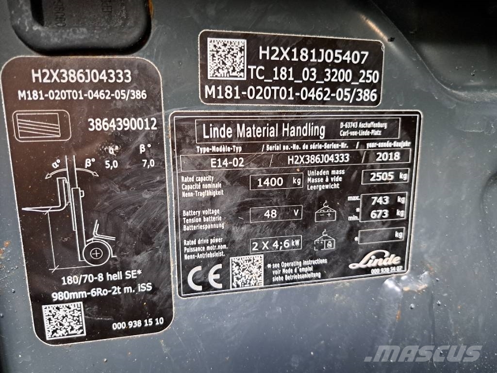 Linde E 14 EVO Elektrikli forkliftler