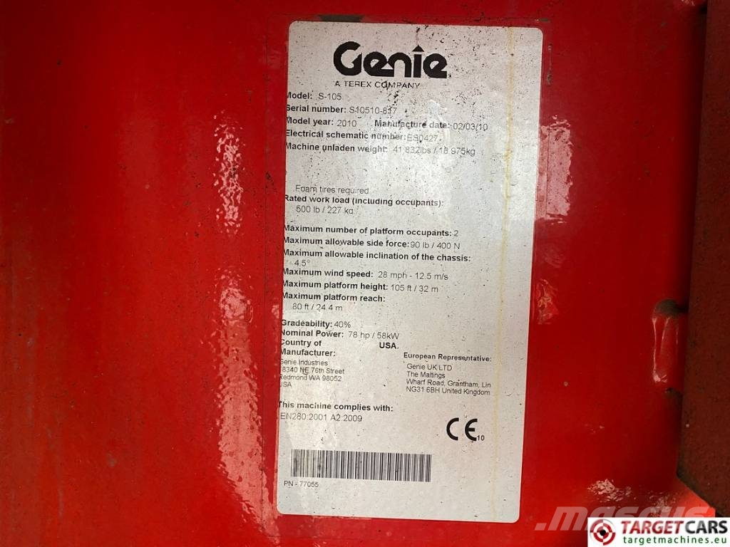 Genie S-105 Telescopic 4x4x4 Diesel Boom Lift 3400cm Teleskopik personel platformları