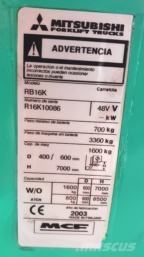 Mitsubishi RB16K リーチフォークリフト