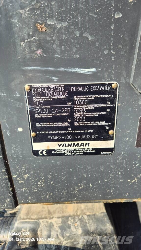 Yanmar SV100-2A 2PB Verstellausleger Powertilt HS08 Midibagger  7t - 12t