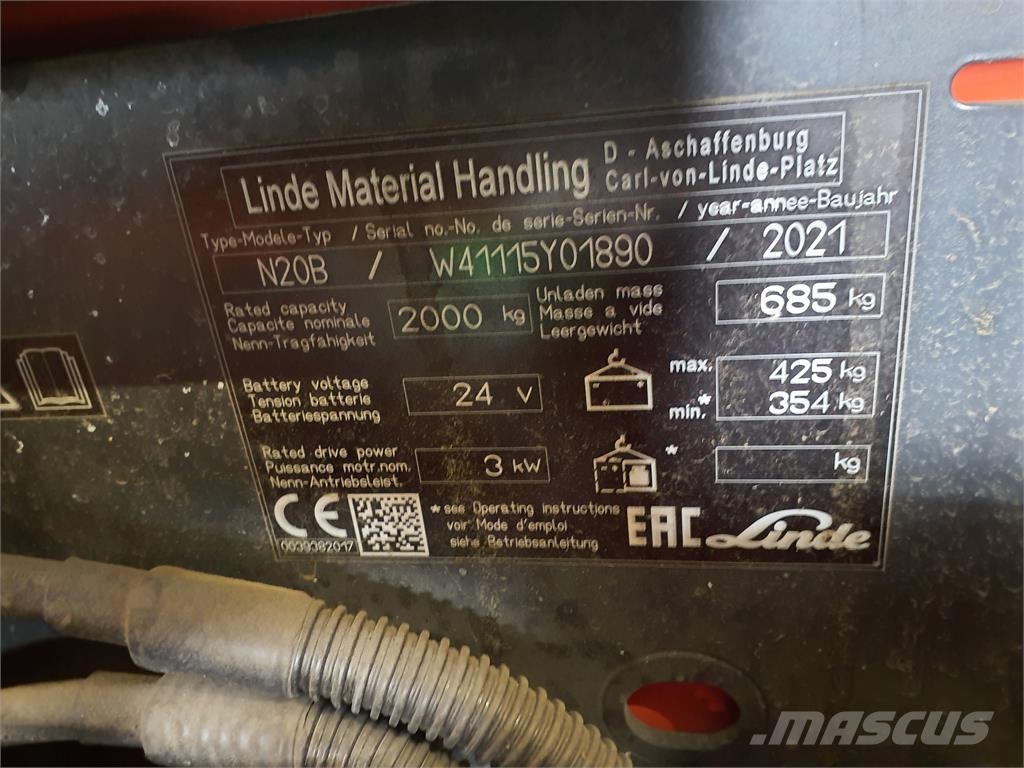 Linde N20B lang Low lift order picker