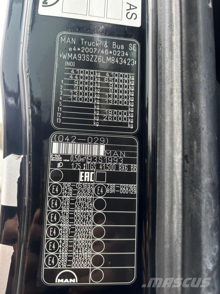 MAN TGS 41.500 8x6 EURO6 FULL STEEL + RETARDER + VIBRA Camion benne