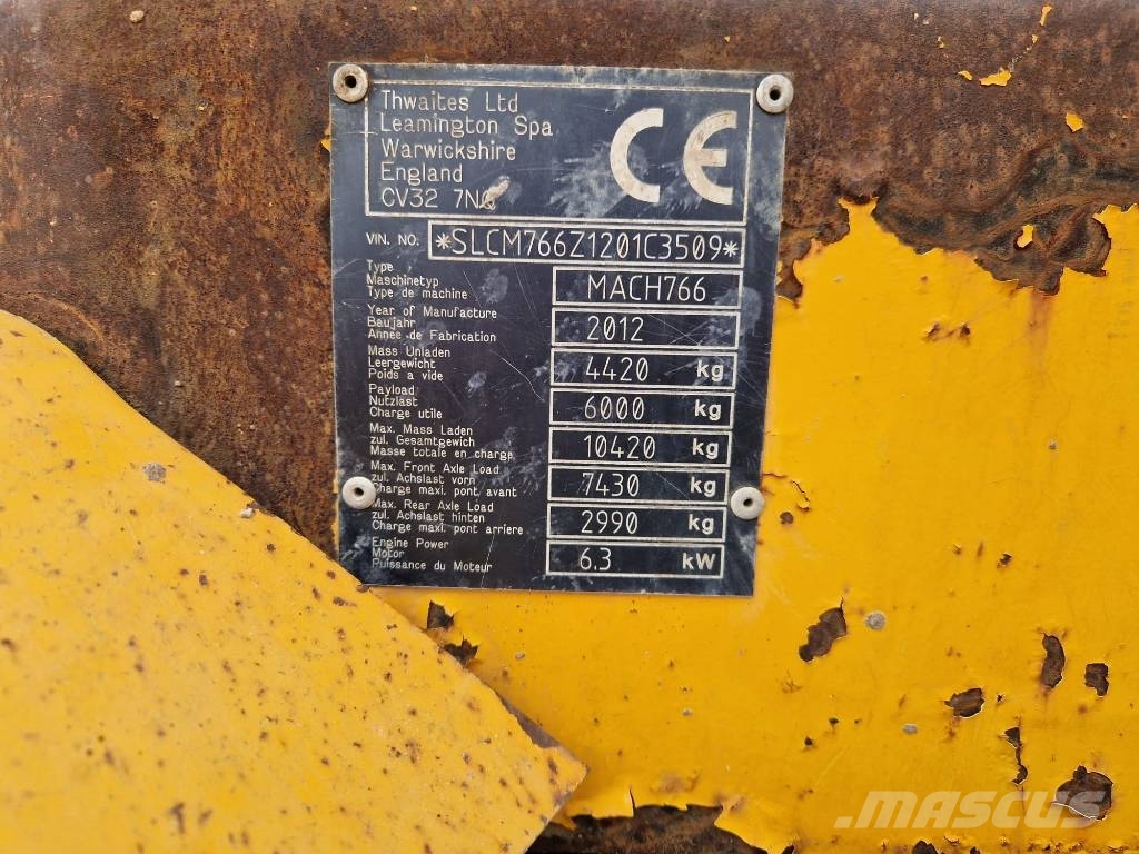 Thwaites MACH766 * 6t * 2012r. * swivel dumper * Statybiniai savivarčiai sunkvežimiai