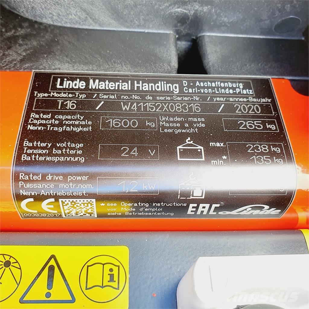 Linde T16 Li-Ion 行走控制式堆積機