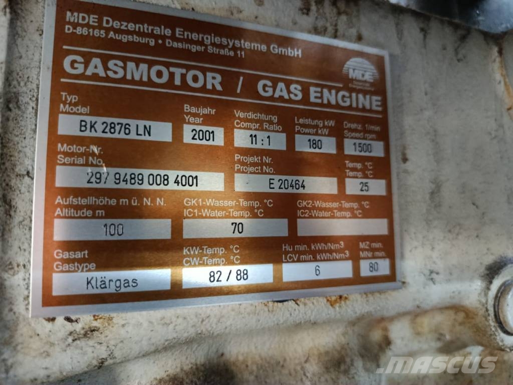  MDE MBK 2876 LN Dujų generatoriai