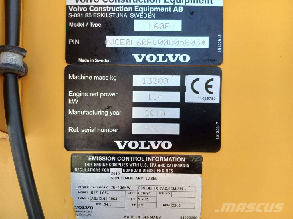 Volvo L60 F ''SÅLD'' Фронтальні навантажувачі