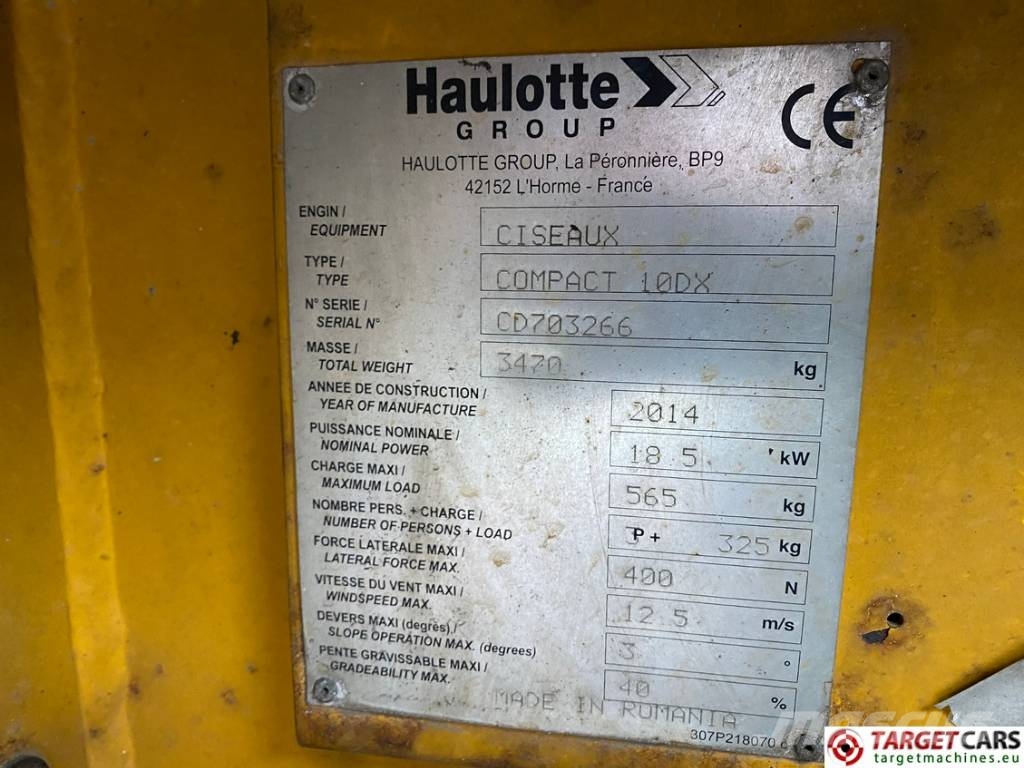 Haulotte Compact 10DX Diesel 4x4 Scissor Work Lift 1015cm Schaarhoogwerkers