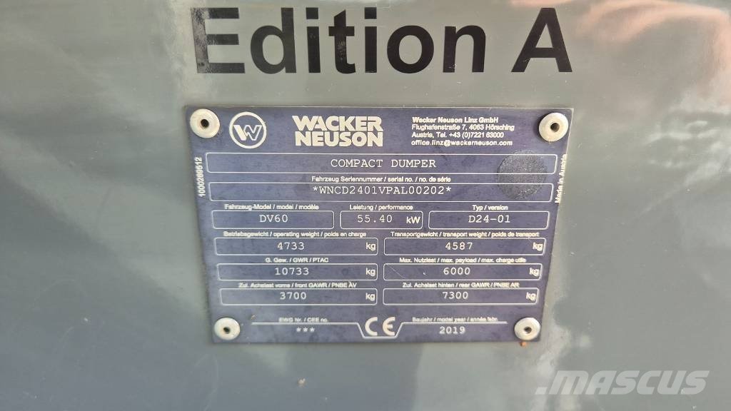 Wacker Neuson DV60 - 2019 YEAR - 2780 HOURS - AC Ne cestni demperji