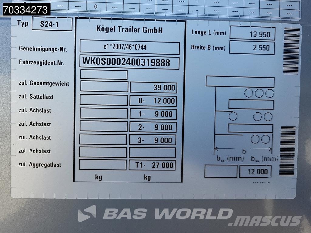 Kögel S24-1 MEGA Hefdak Schuifdak Liftas Semirremolques de caja de lona