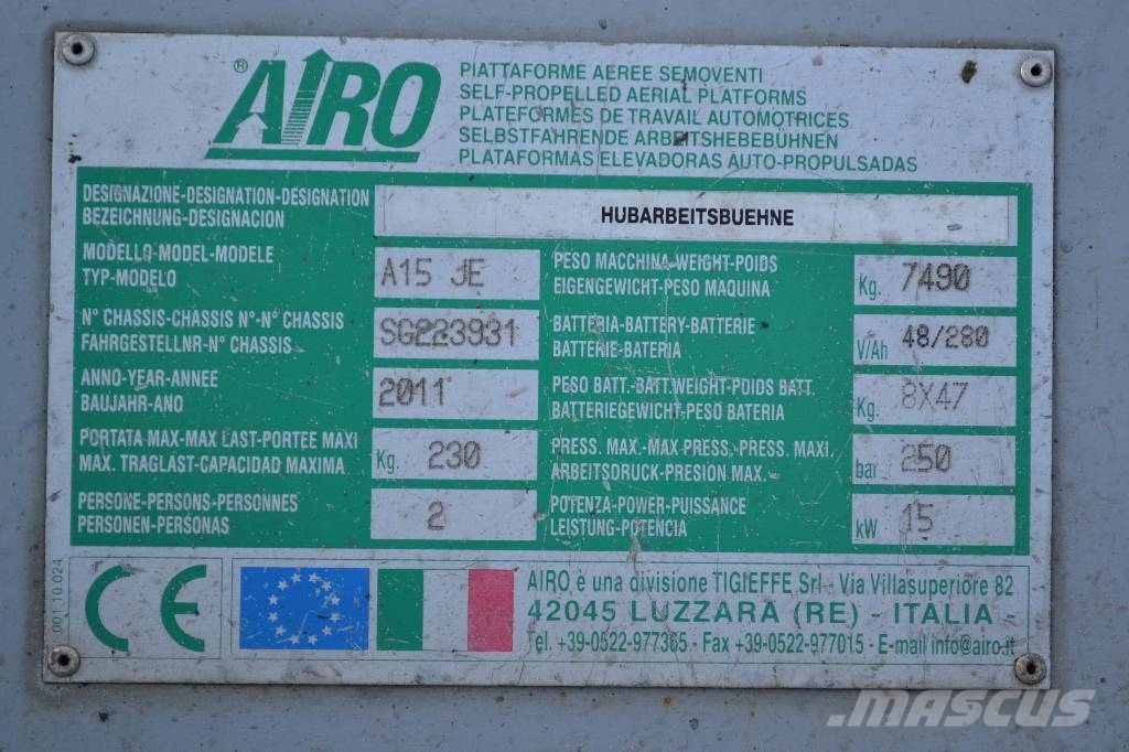 Airo A 15 JE Iseliikuvad poomtõstukid