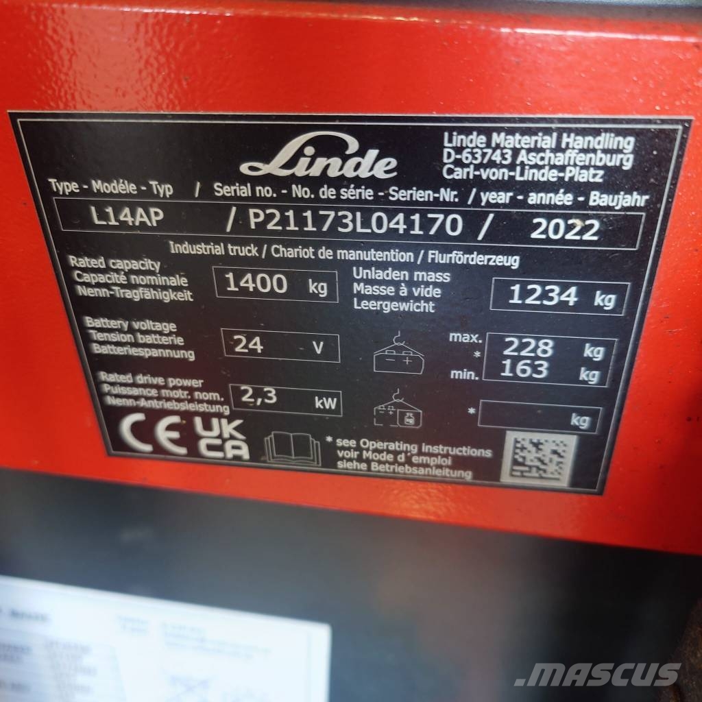 Linde L14AP/1173 Stāvot vadāmie palešu krautņotāji