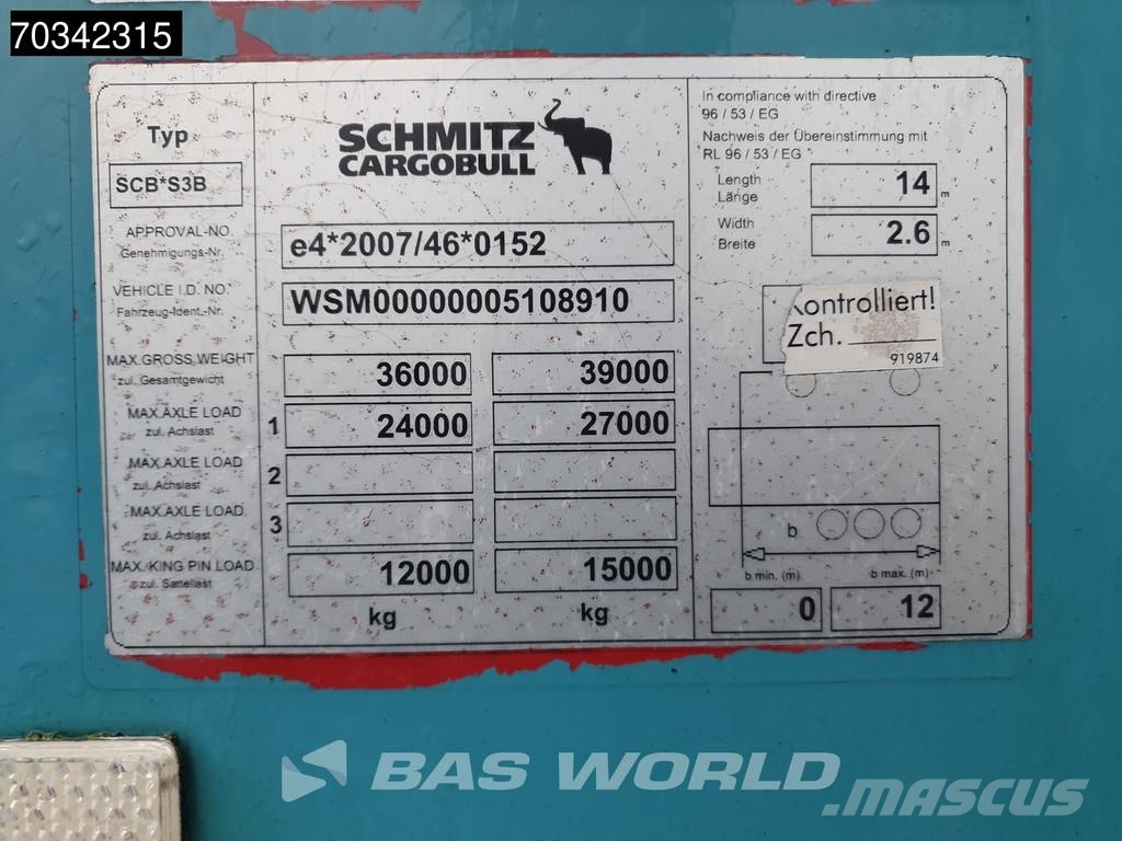 Schmitz Cargobull SCB*S3B Lift Axle Tailgate 250x270cm Piekabes ar temperatūras kontroli