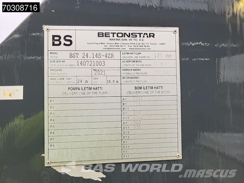 Mercedes-Benz Arocs 2636 6X4 24mtr Betonstar BST 24.14S-4ZR pump Betonpomptrucks