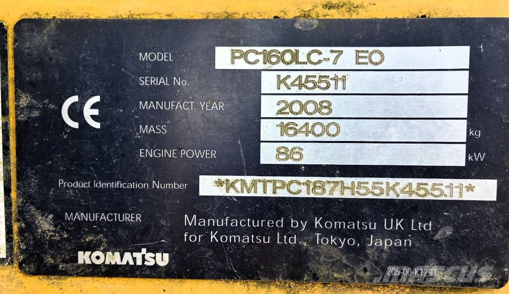 Komatsu PC 160 LC-7E0 履带挖掘机