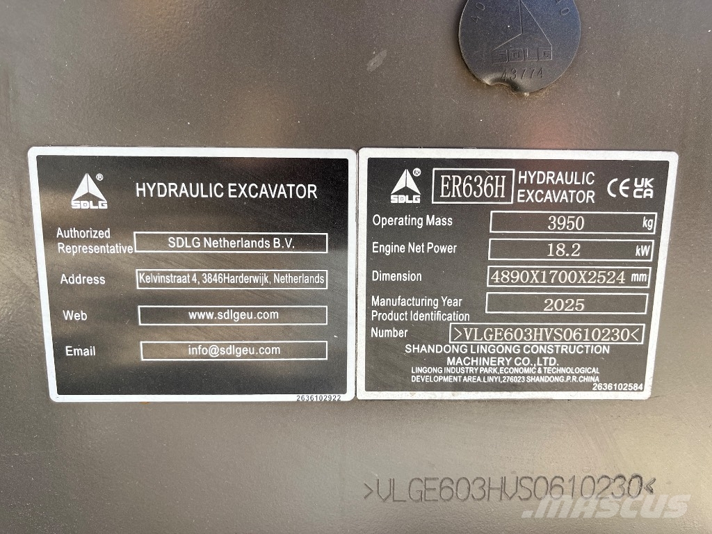 SDLG ER636H حفارات وسط 7 طن - 12 طن