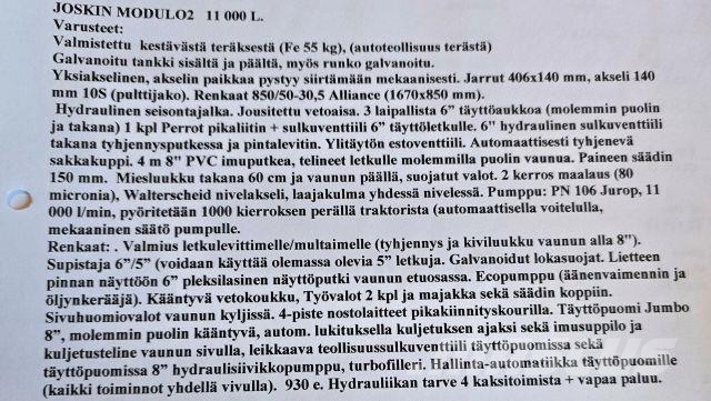 Joskin Modulo 2 lietevaunu + Joskin pendislide 120/48ps2 Mineraalväetise laoturid