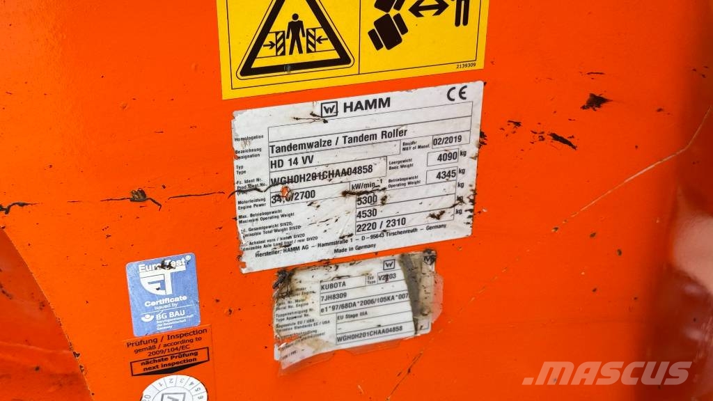 Hamm HD 14 VV - 2019 YEAR - 1755 WORKING HOURS Катки тротуарные