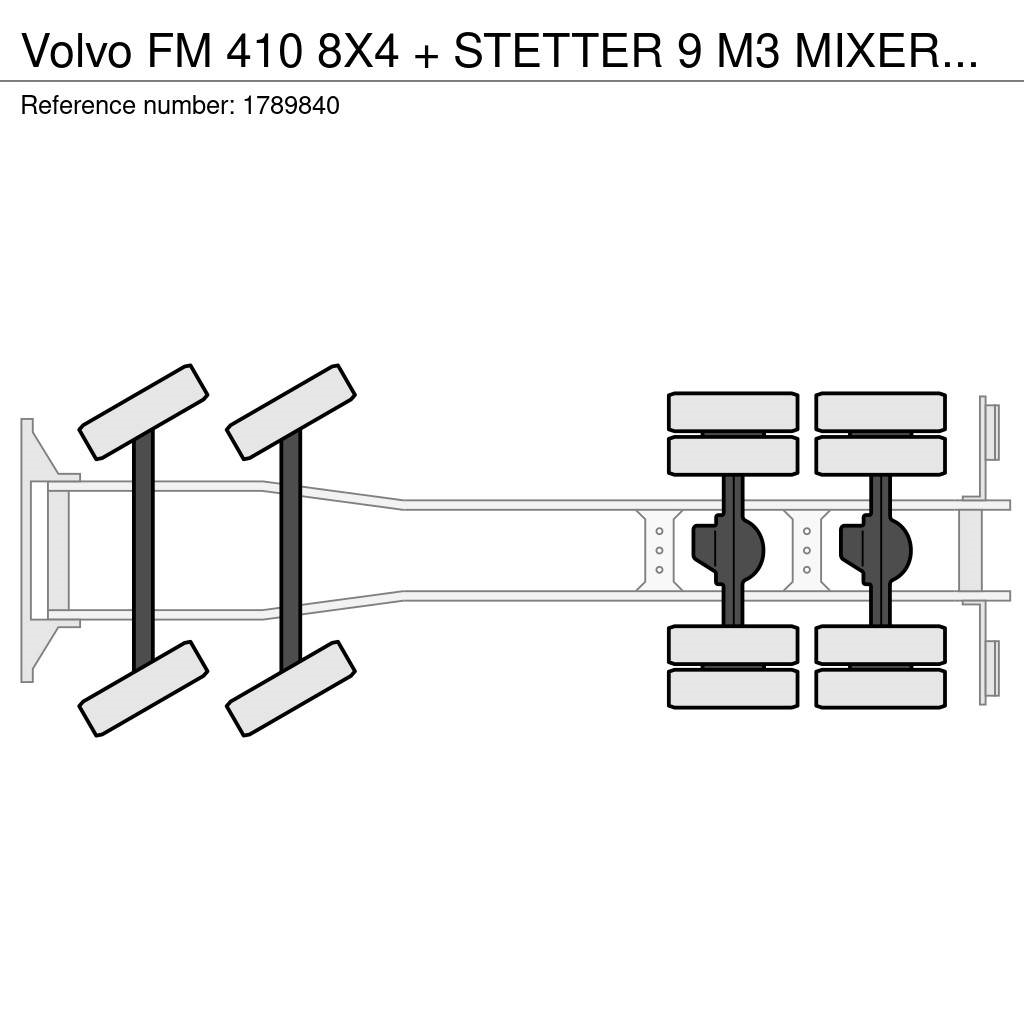 Volvo FM 410 8X4 + STETTER 9 M3 MIXER/MISCHER + THEAM 15 混凝土搅拌车