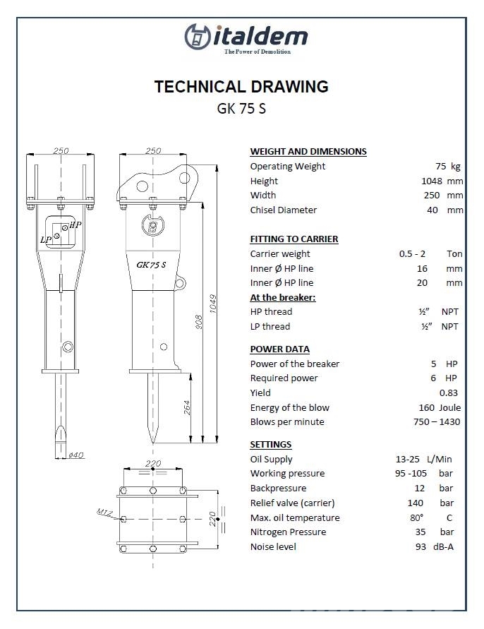 Italdem GK 75 S (1-2.5T) Hammers / Breakers